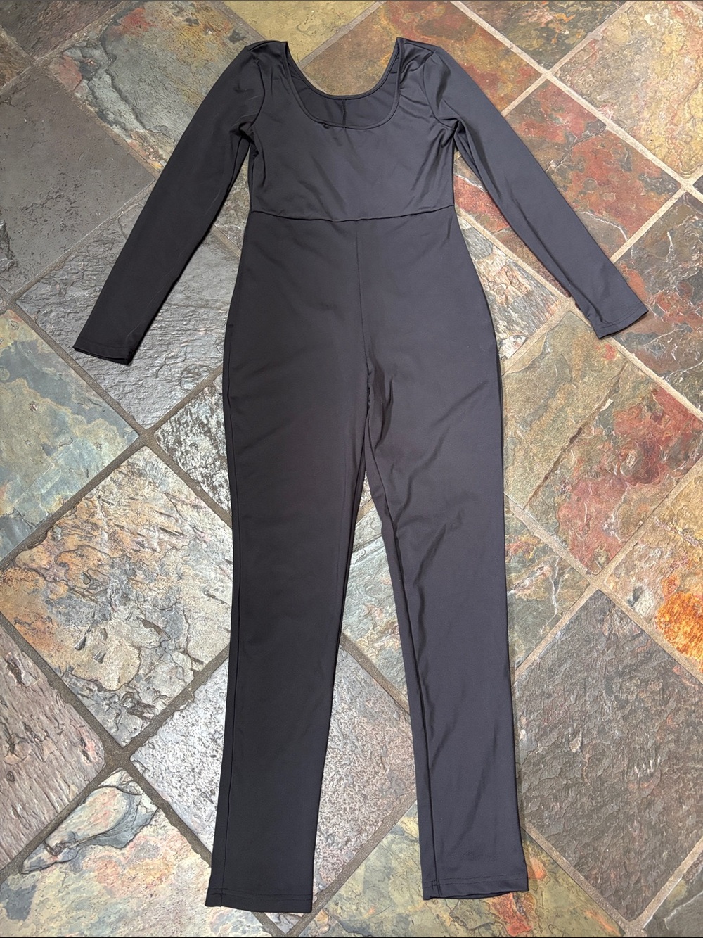 Black Long-Sleeve Full-Length Unitard - Picture 3 of 9
